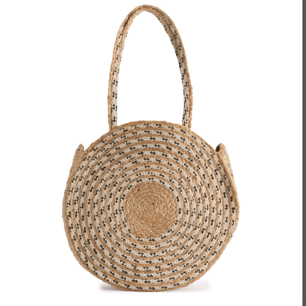 5 Star Rated Natural Jute Handbag Large Round - Picture 3 of 5